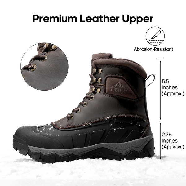 Men's Insulated Water-Resistant Snow  Boots - DARK BROWN - 7